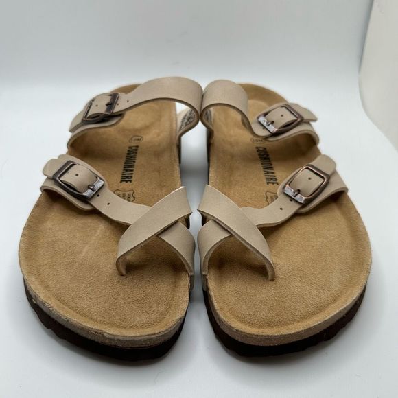 CUSHIONAIRE Women's Cork Footbed Sandal With +Comfort 10 SAND - Picture 2 of 7
